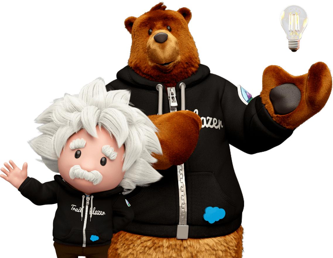 Cody the bear and Einstein welcome you to the AI NOW Tour
