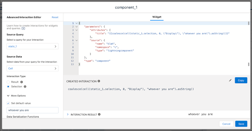 Using the Advanced Editor to create an interactive static query for your LWC.