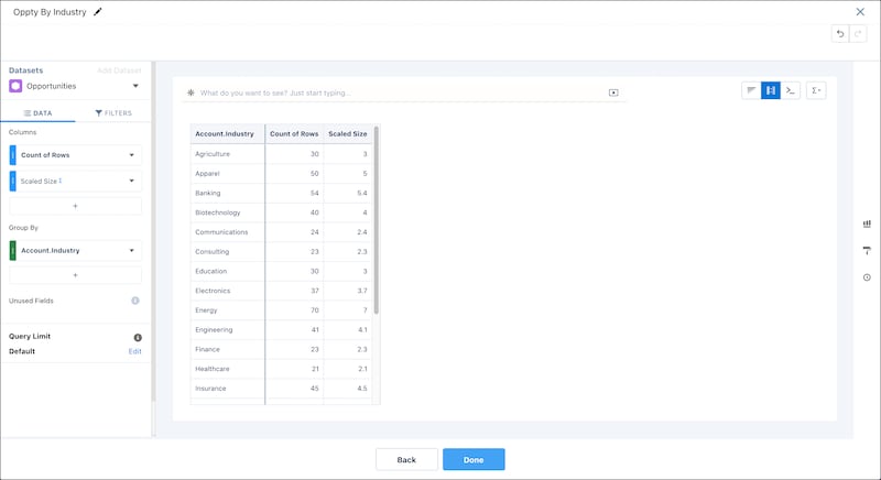 Compare table query for the Word Cloud 2 component