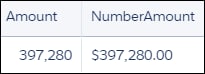 Picture of a table with a number formatted as currency.