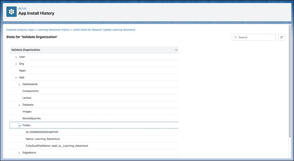 The app install state tree with expansion