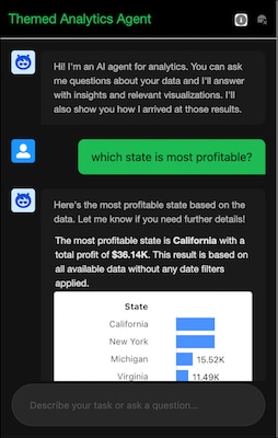 A green-themed agent embedded in an external web app