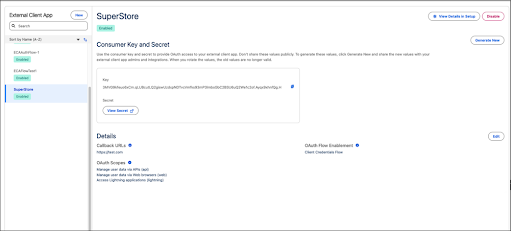 The external client app details