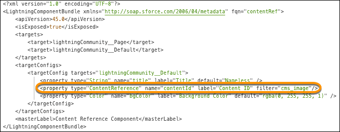 ContentReference Lightning web component in .js-meta.xml file.