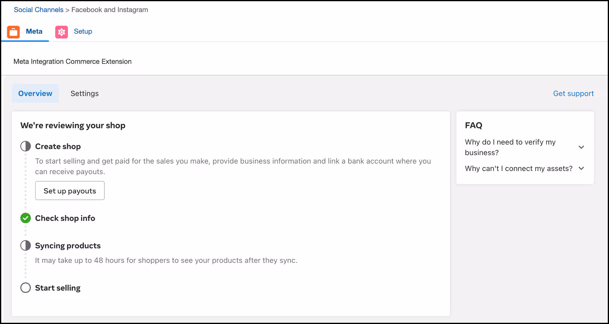 Meta tab with Overview and Settings