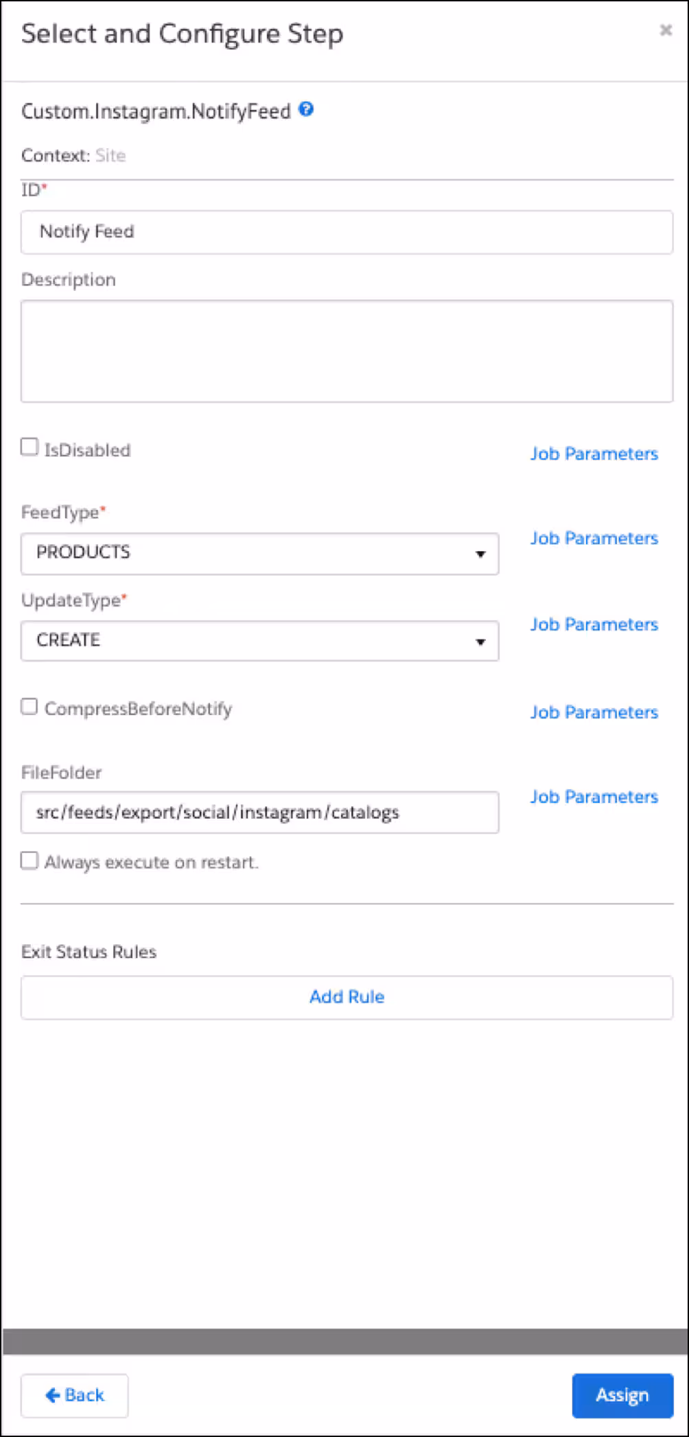 Export Full Feeds feed settings