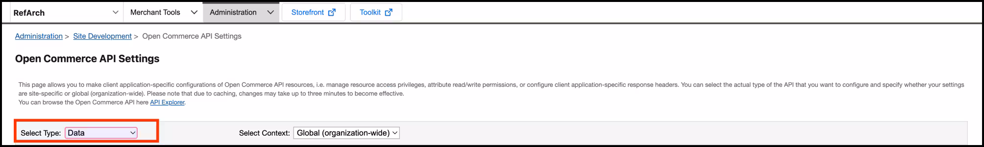 Select Data setting