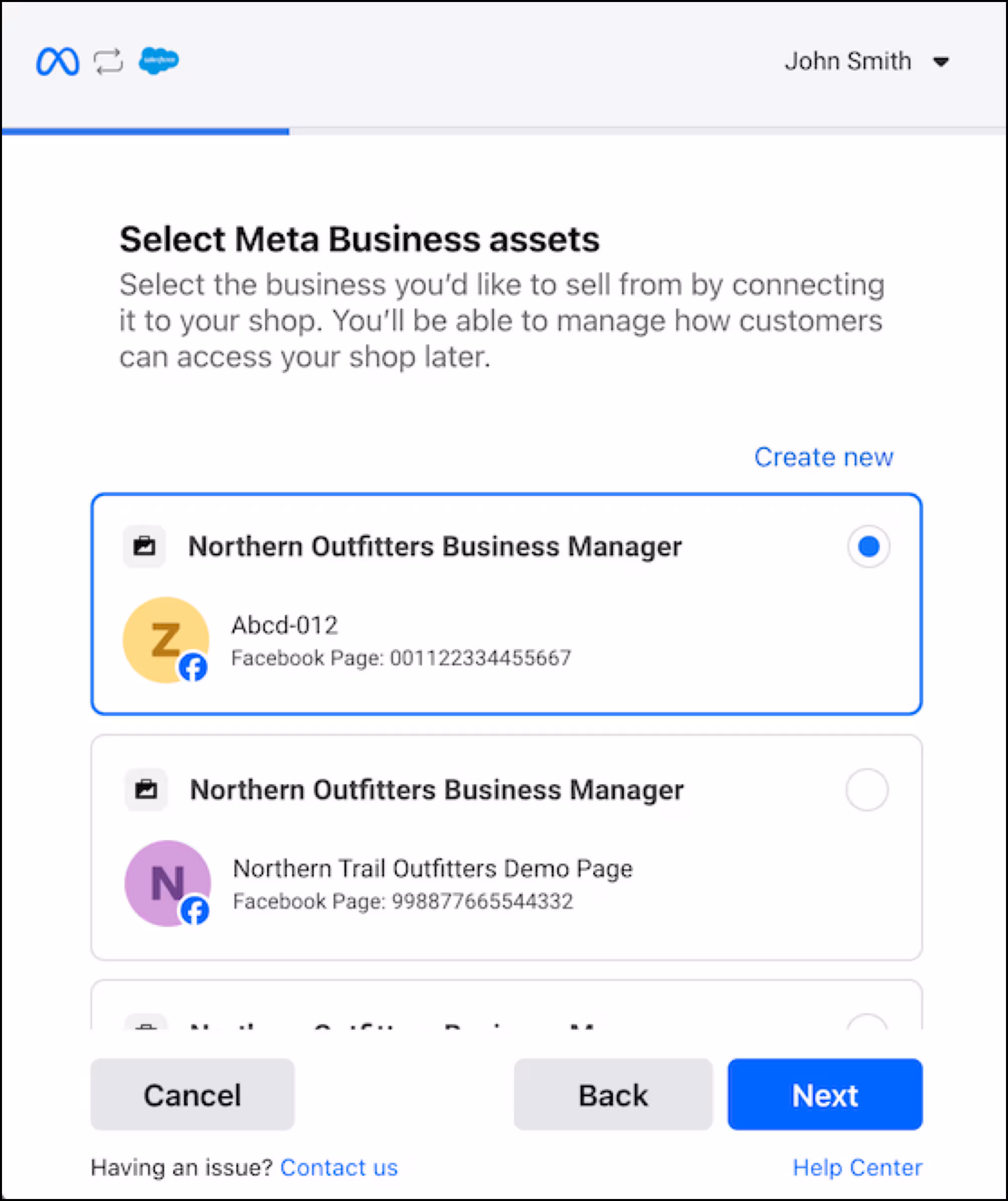 Select business page