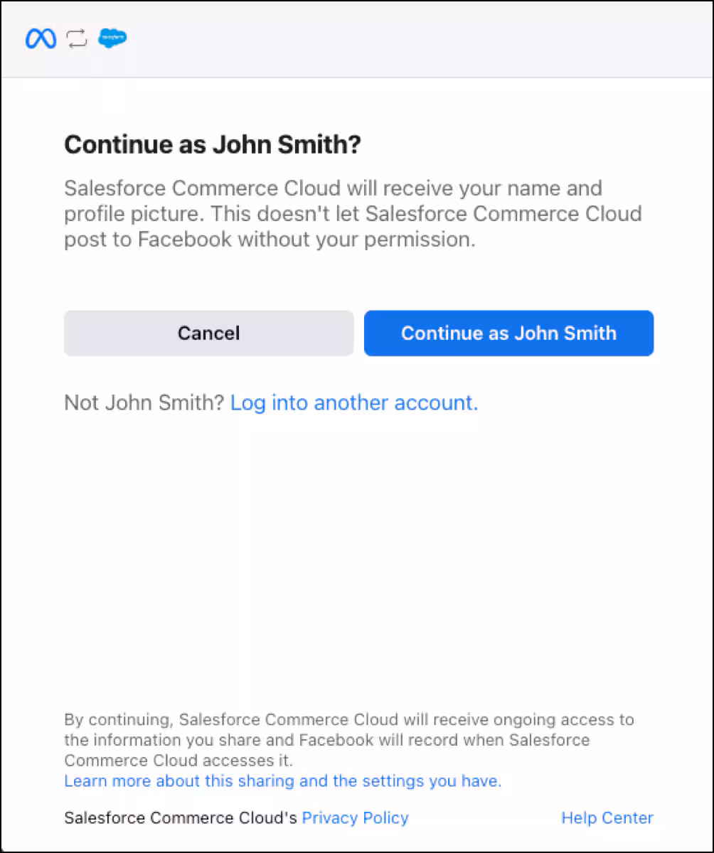 Continue with Facebook credentials