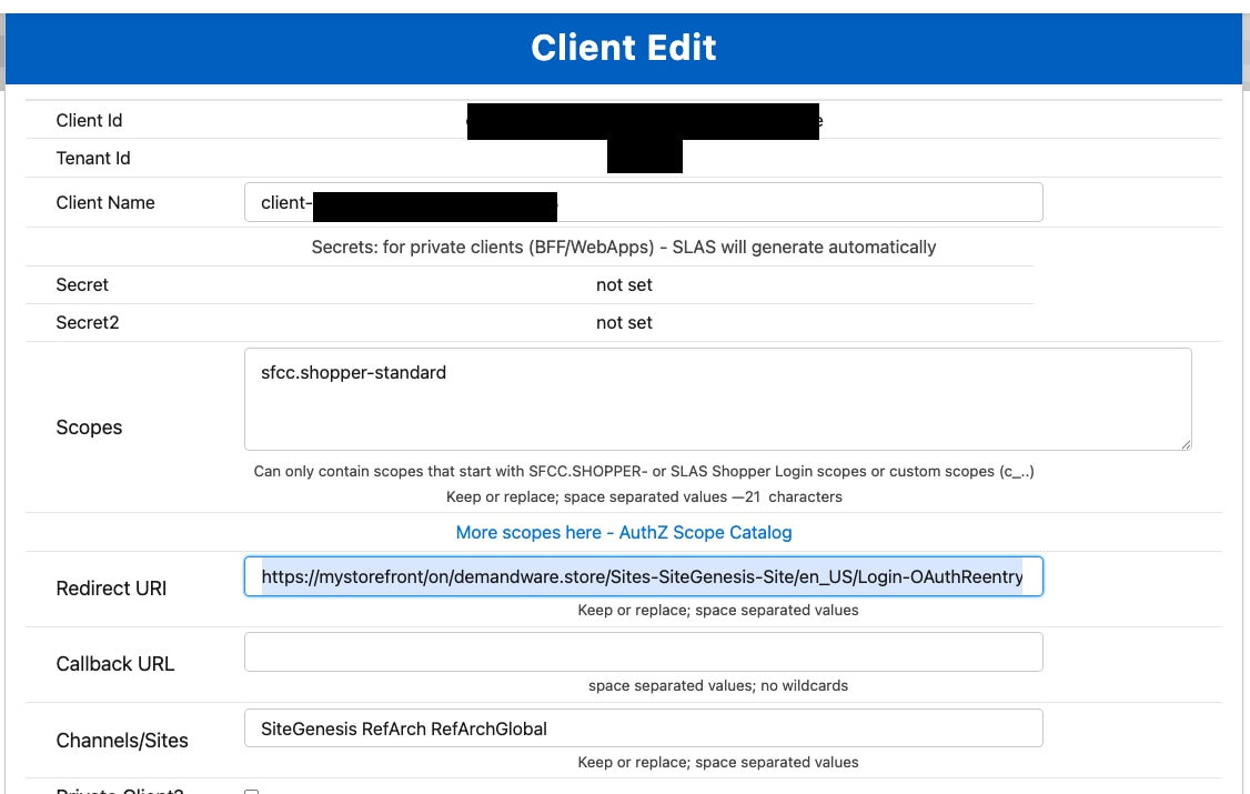 Redirect URI example