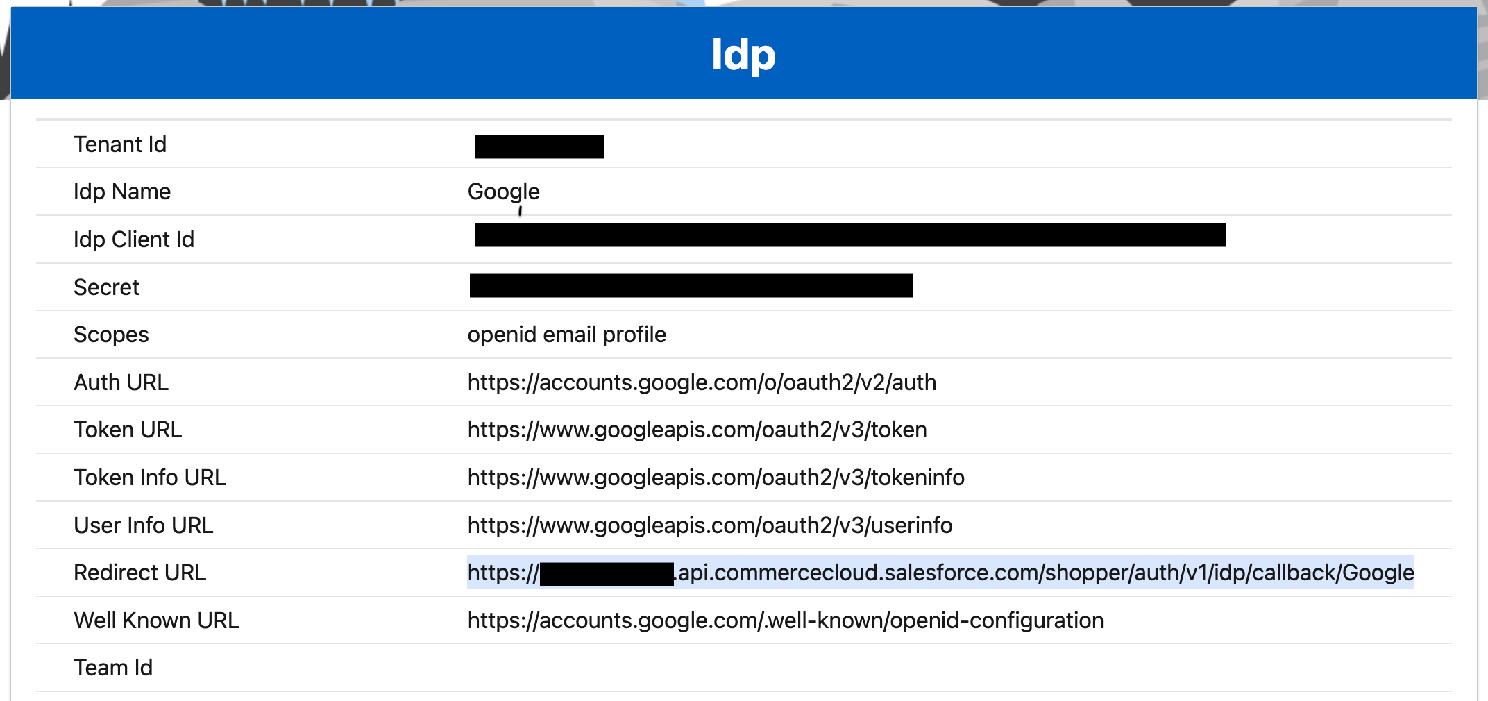 Hybrid Auth SLAS IDP name in Business Manager