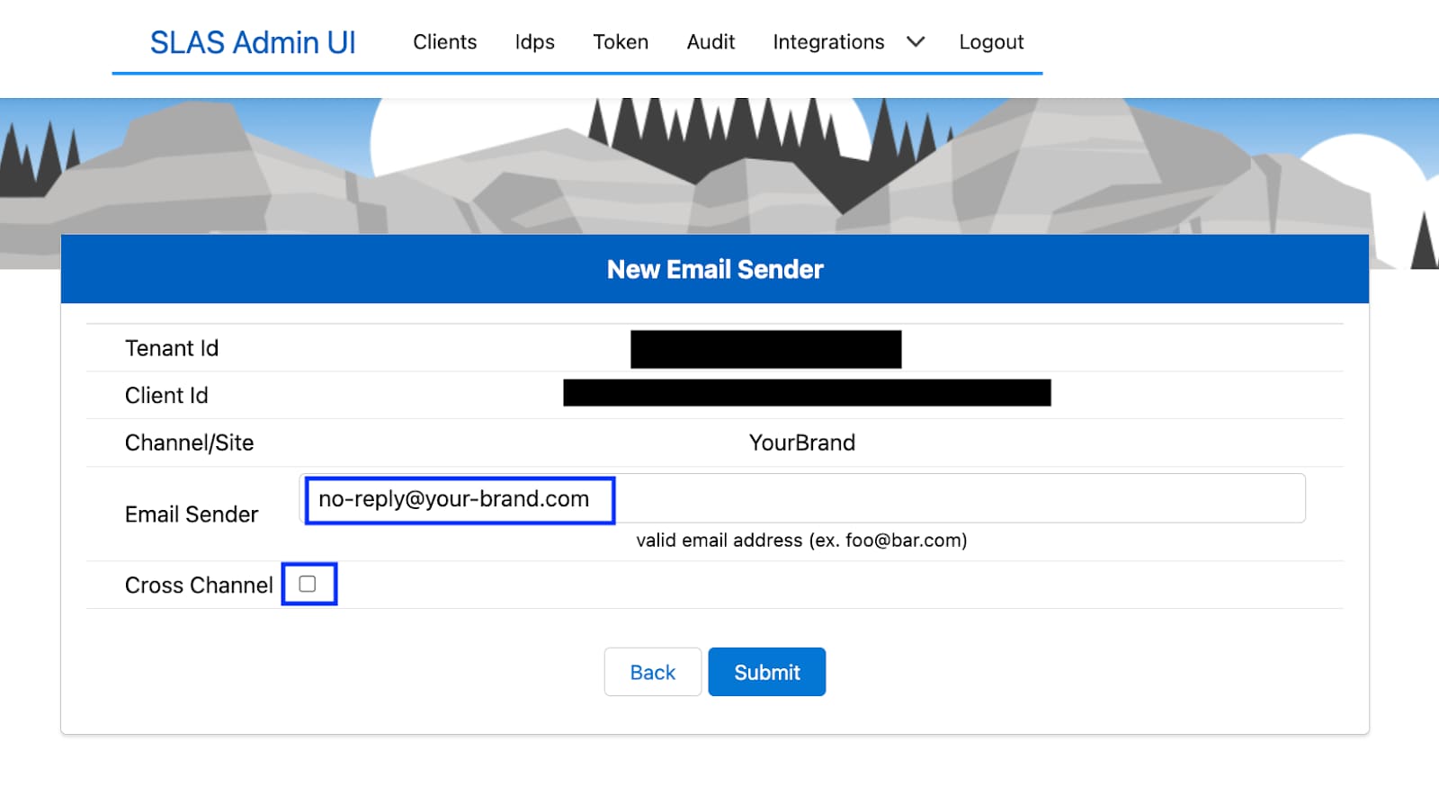 Cross Channel setting in SLAS Admin UI