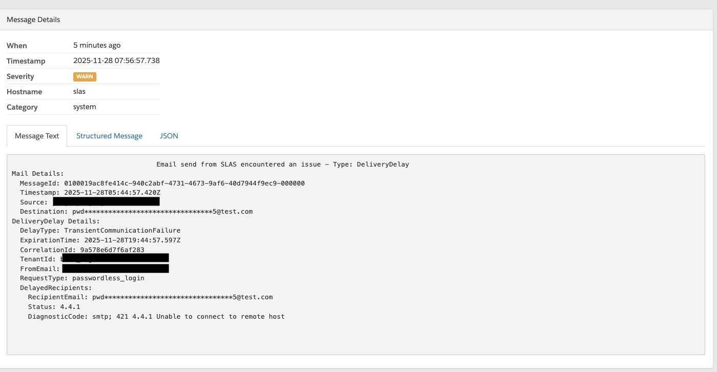 DeliveryDelay event in Log Center