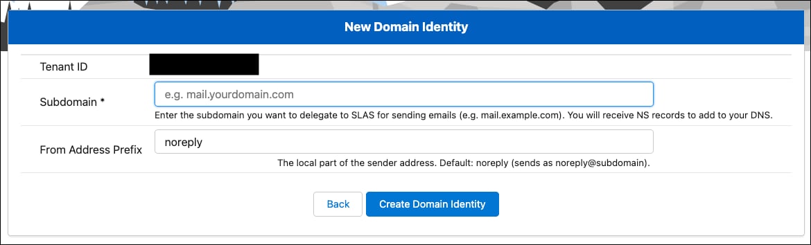New Domain Identity details in the SLAS Admin UI