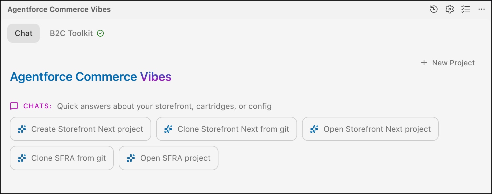 View sample prompts in the chat panel