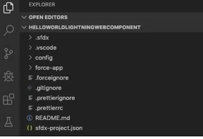 Screenshot of LWC project files.
