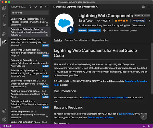 Screenshot of LW Components Plugin for VS Code.