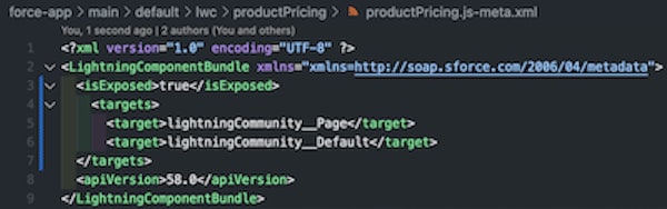 Screenshot of prodcutPricing js.meta file.