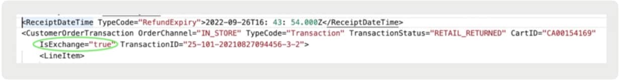 A screenshot shows an exchange transaction returned with the purchase of another item.