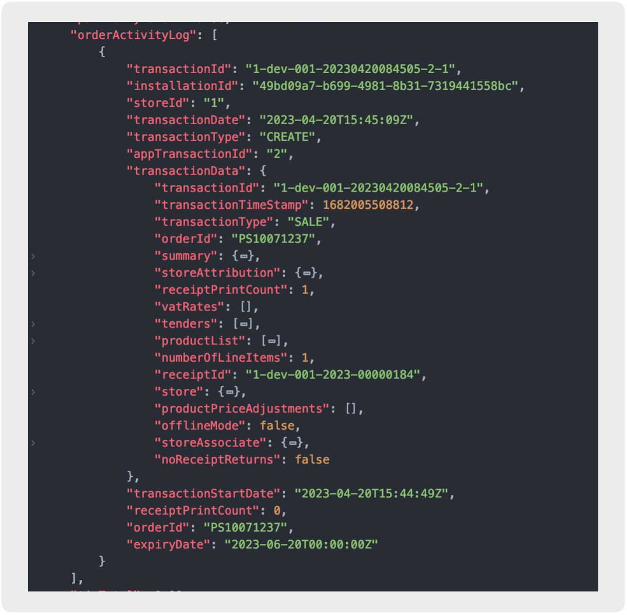 A screenshot shows order history and original transaction types under the order activity log.