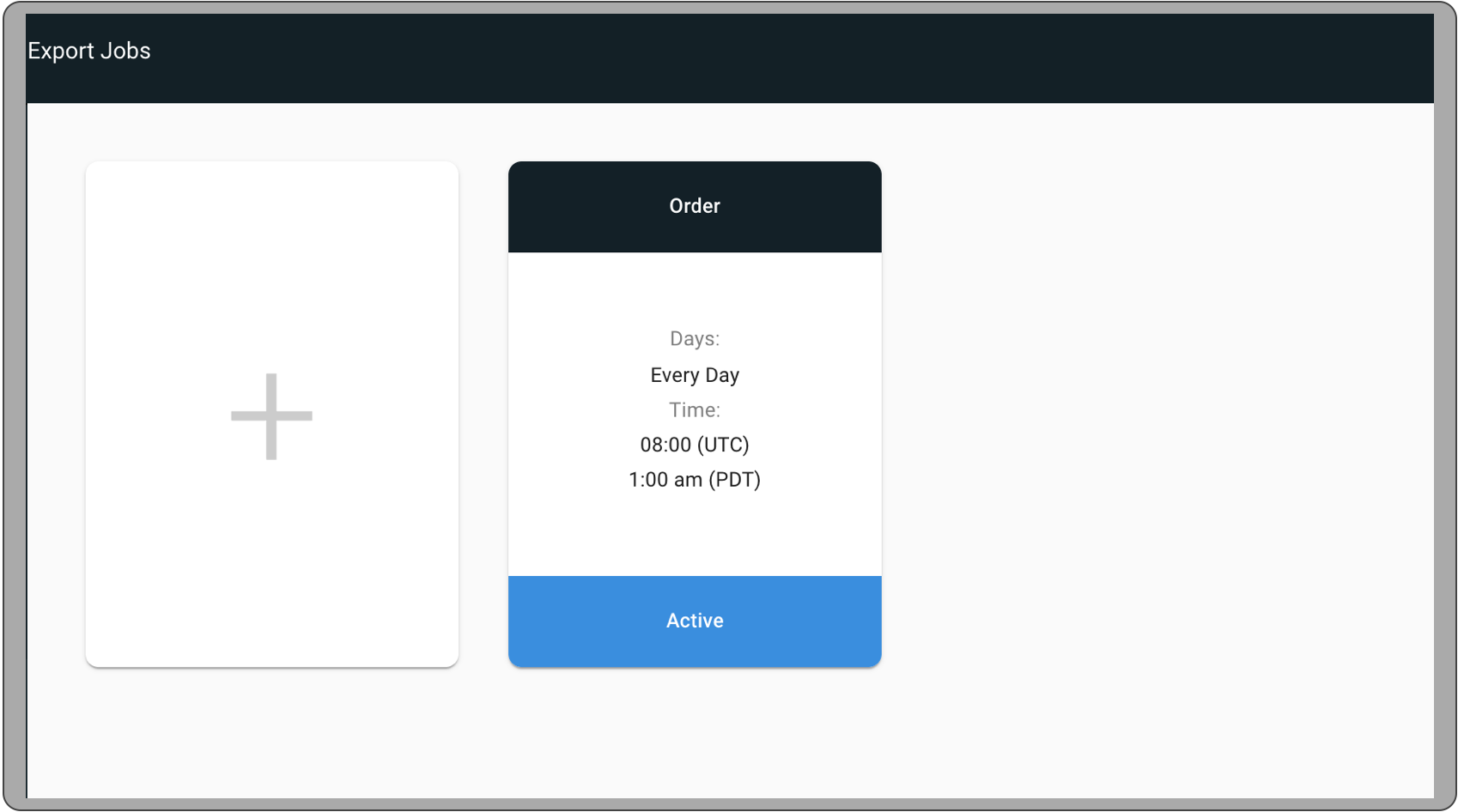 A screenshot shows a new order export job.