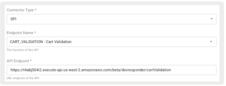 Example of settings for the SPI.