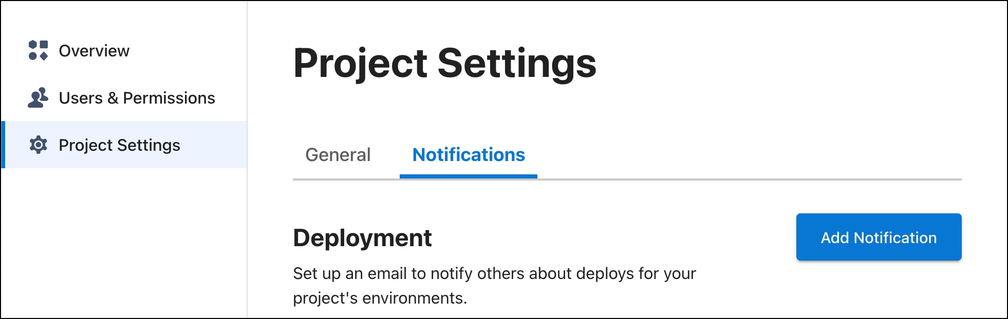 Add a notification in Project Settings