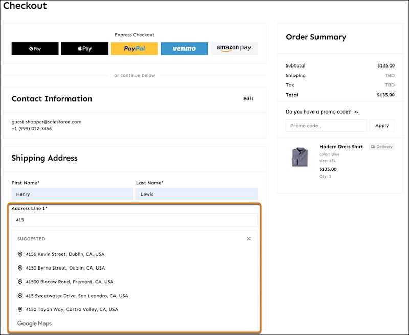Checkout by using address autocomplete.