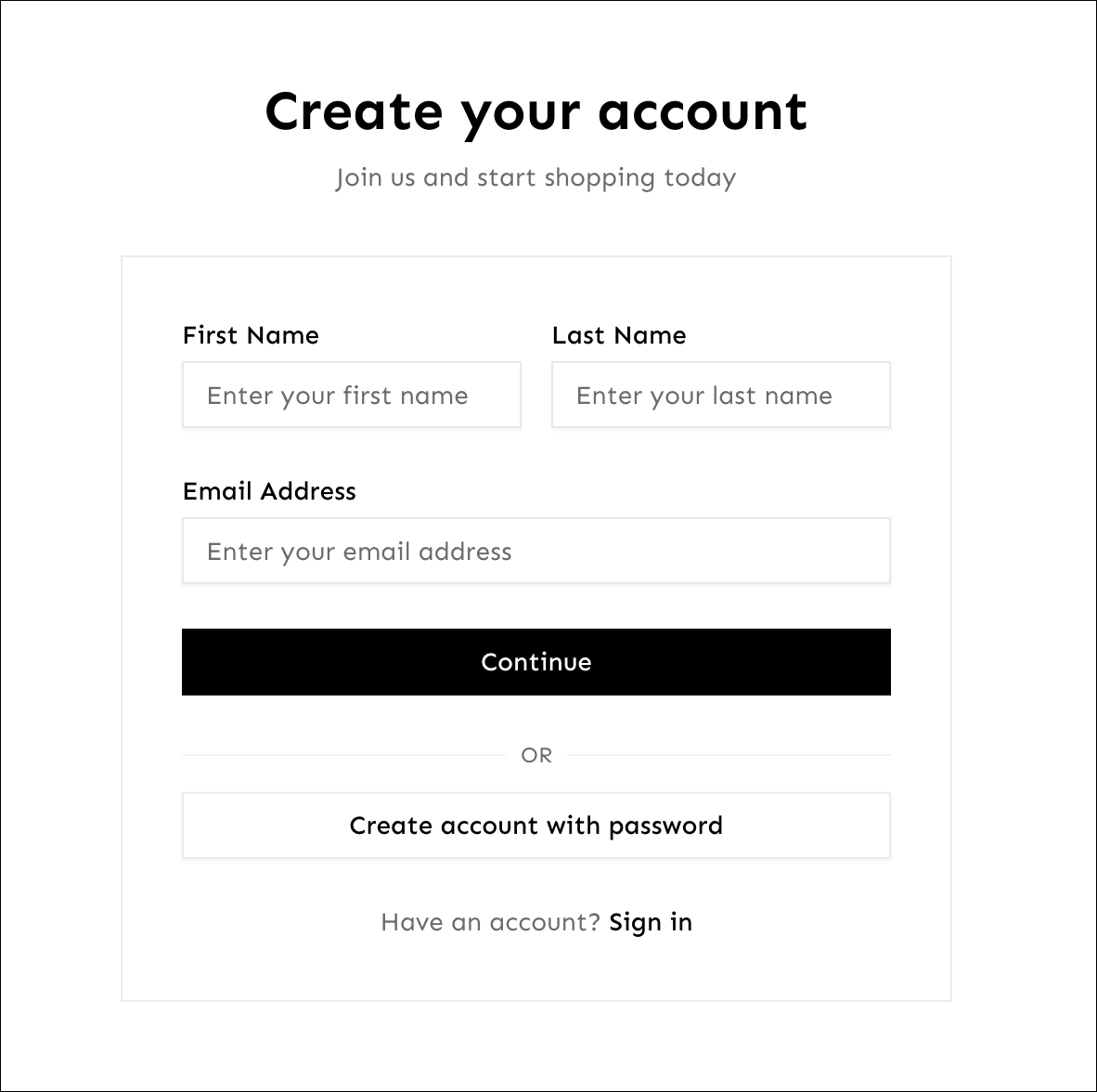 Passwordless registration form with OTP verification modal
