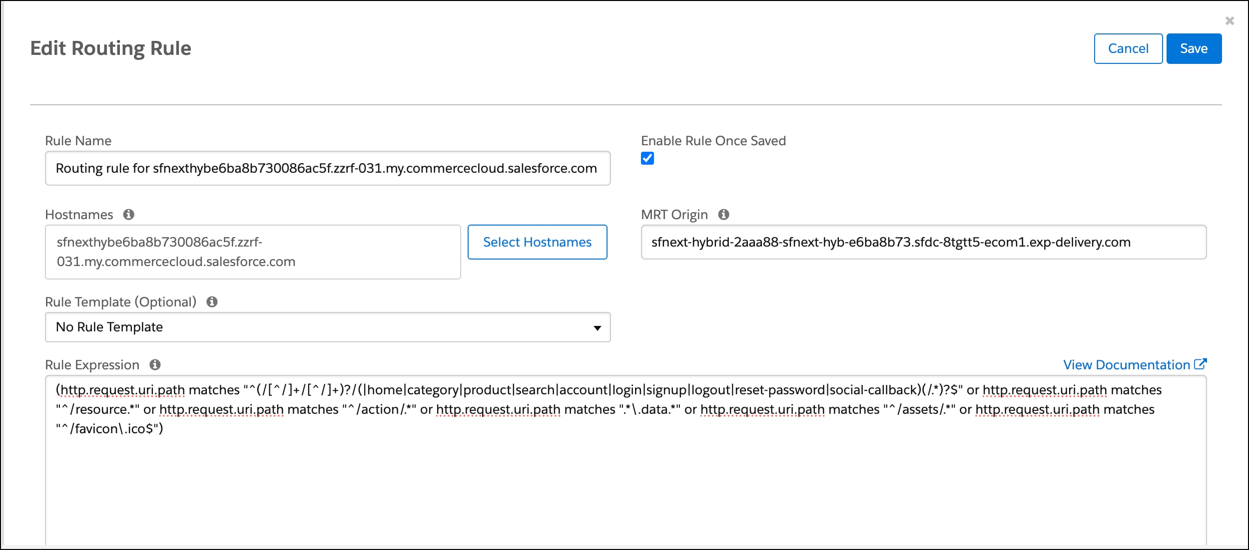 Rule expression configured for hybrid routing