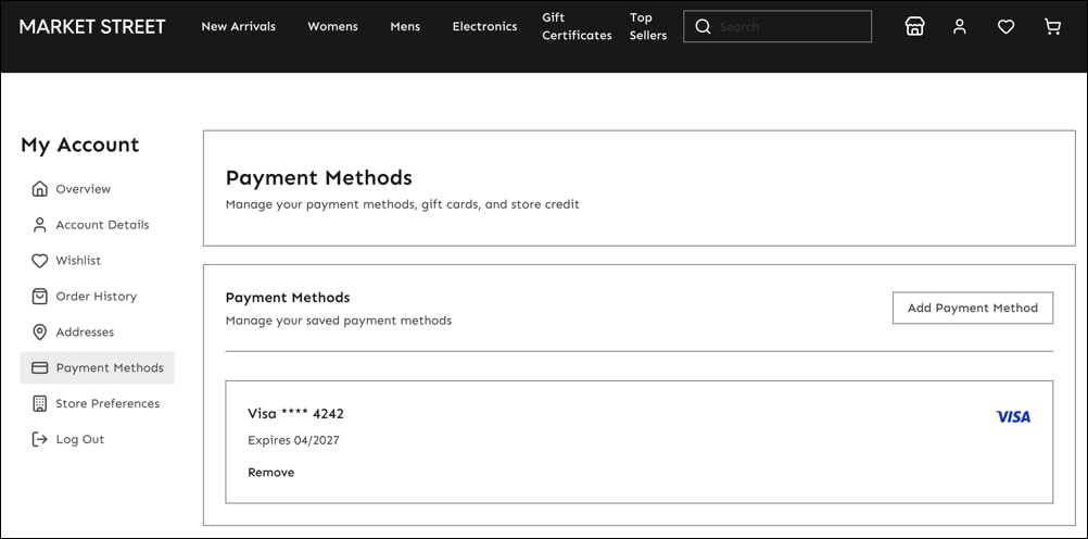 Add a payment method in My Account