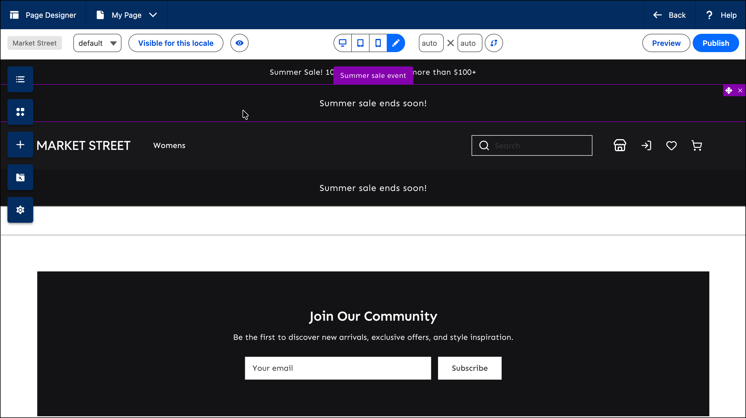 The announcement banner component is now added in the header for all pages