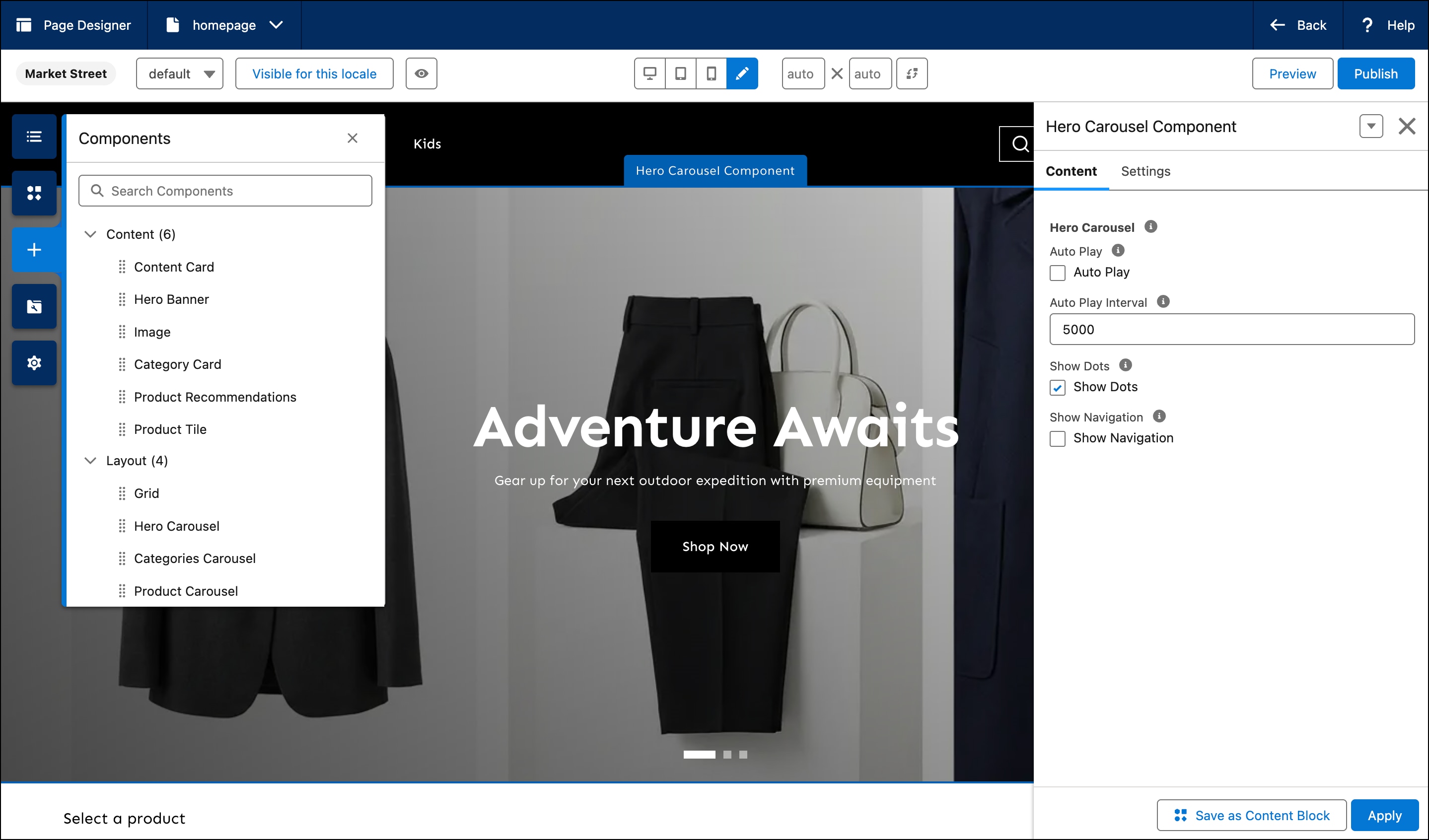 Page Designer shows Storefront Next pages
