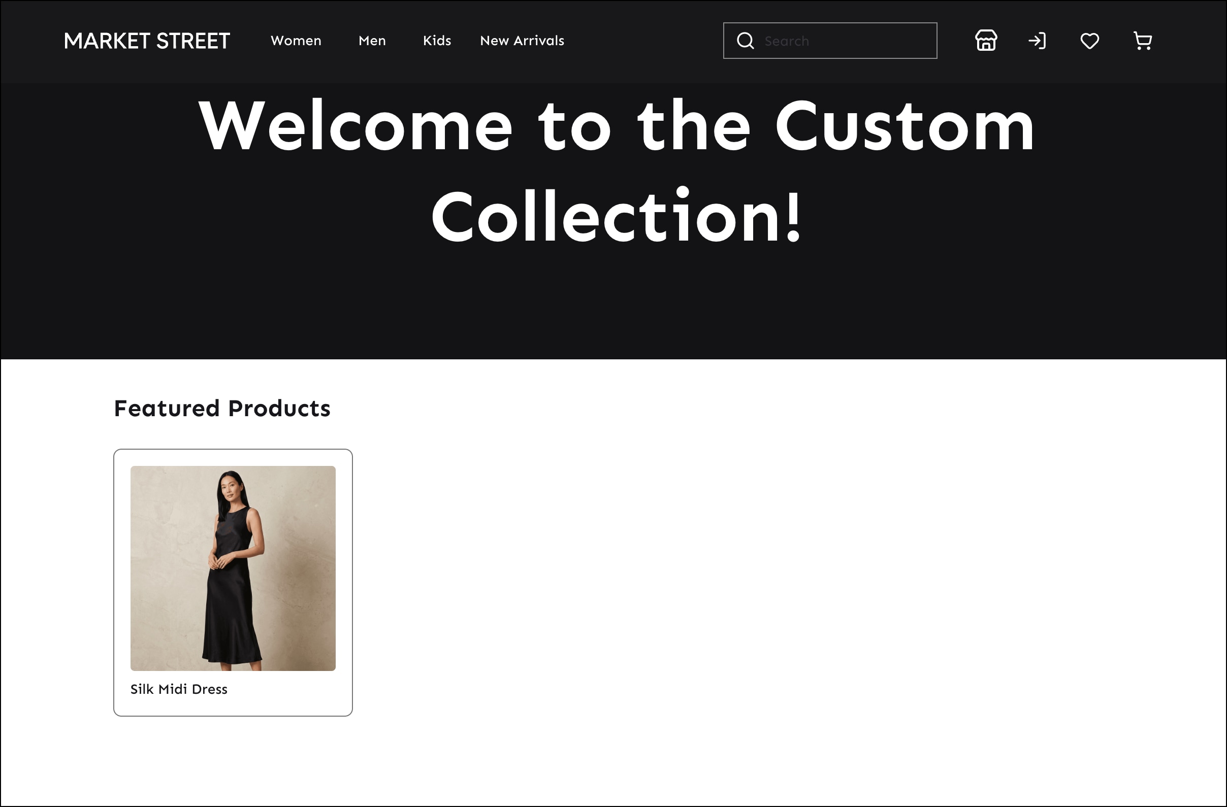 Custom page shows the featured products that are fetched with the Shopper API