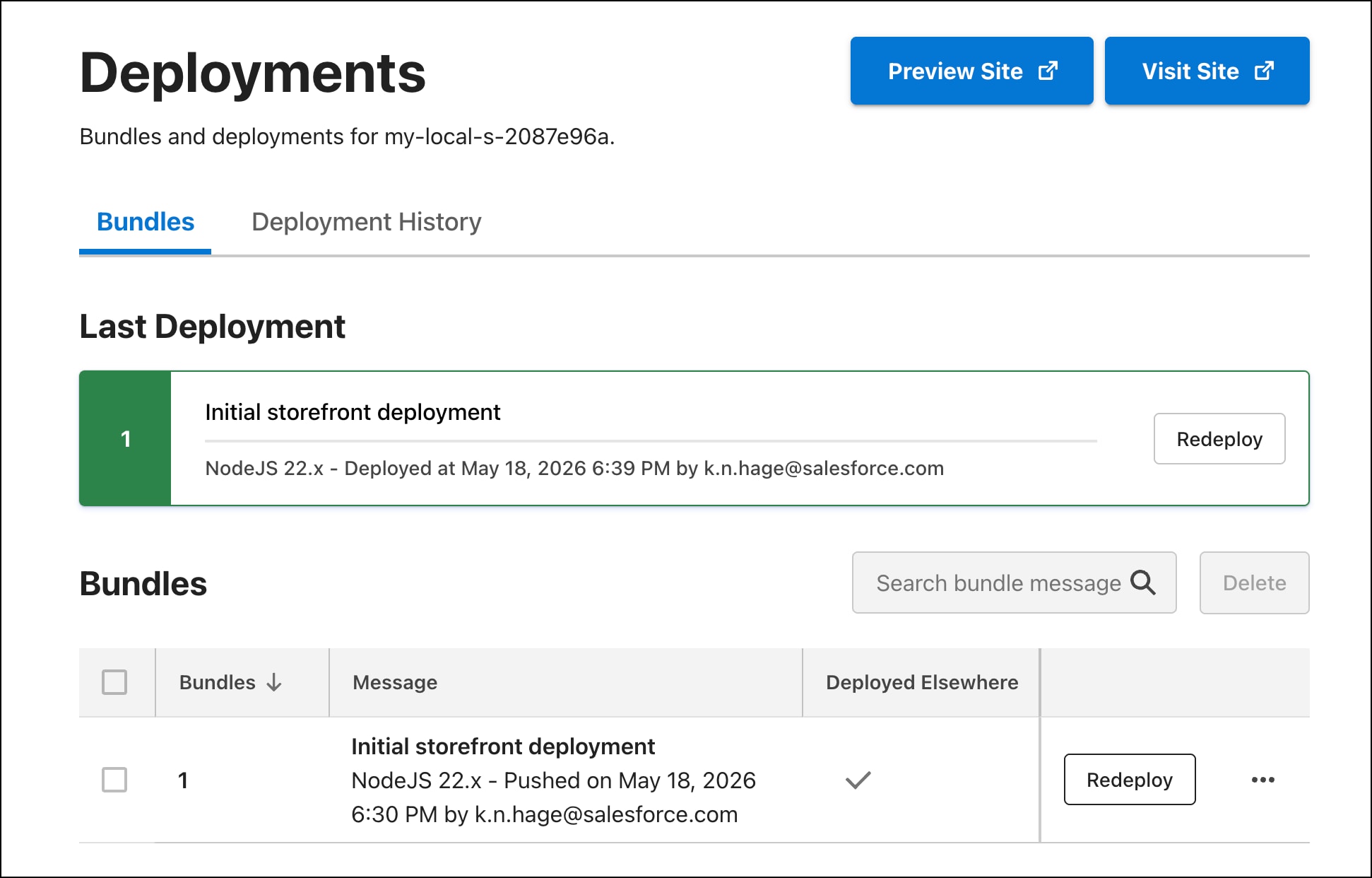 Initial storefront deployment in Managed Runtime