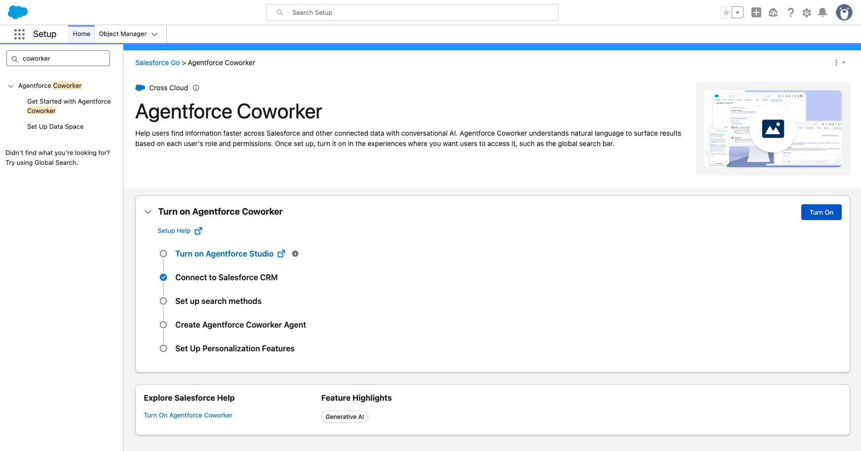 Image of the Agentforce Coworker setup page