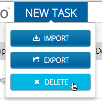 New Task menu with Delete selected.