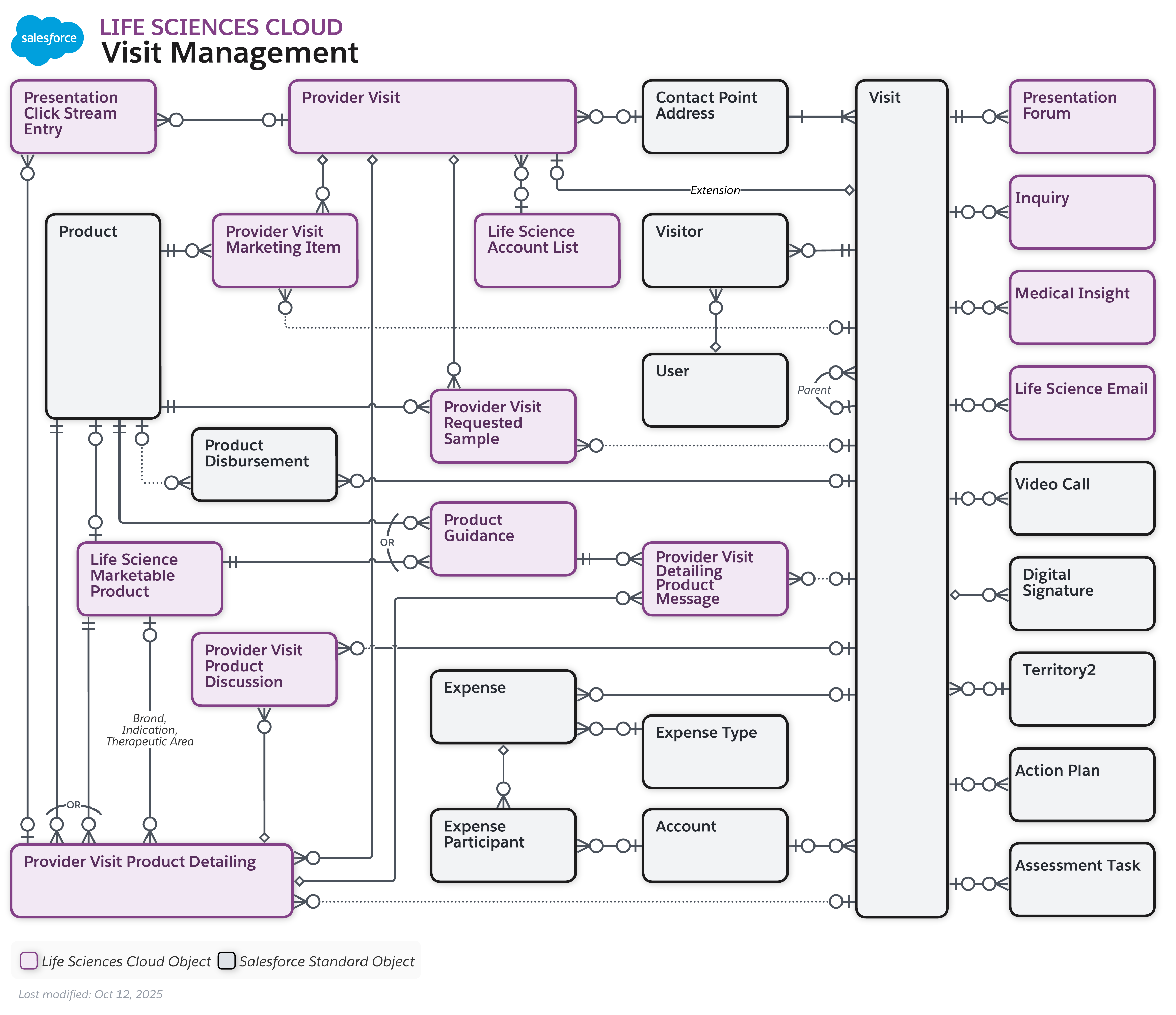 Data model diagram for Visit Management