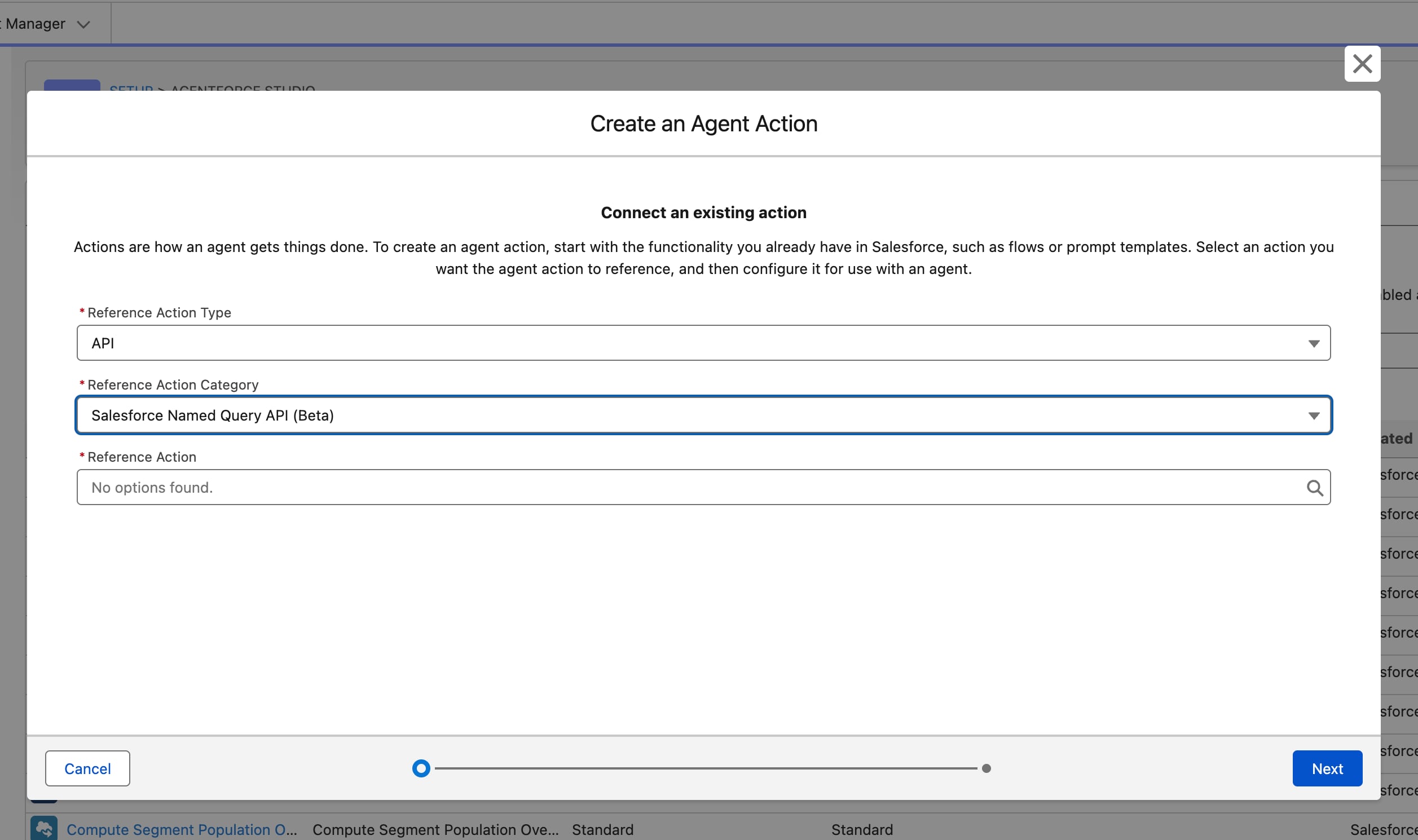 Screenshot of the Create an Agent Action modal.