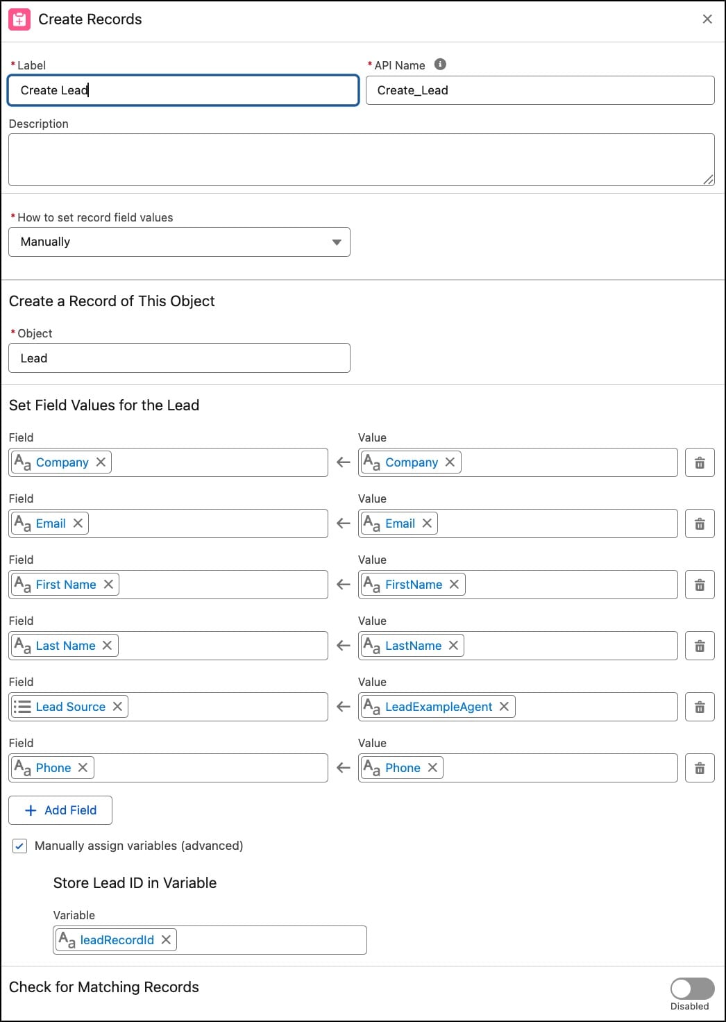decision element to see if the lead exists