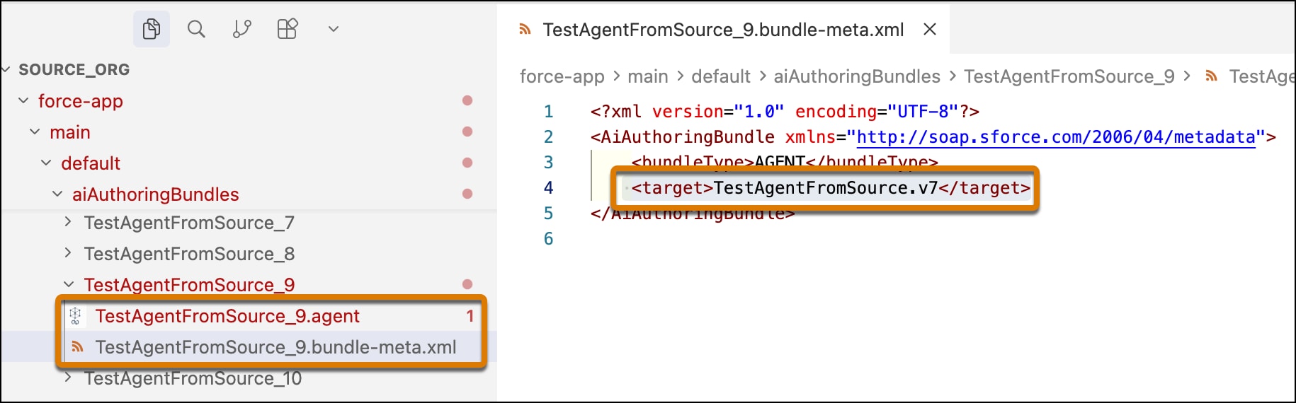 Selecting the target for the agent version