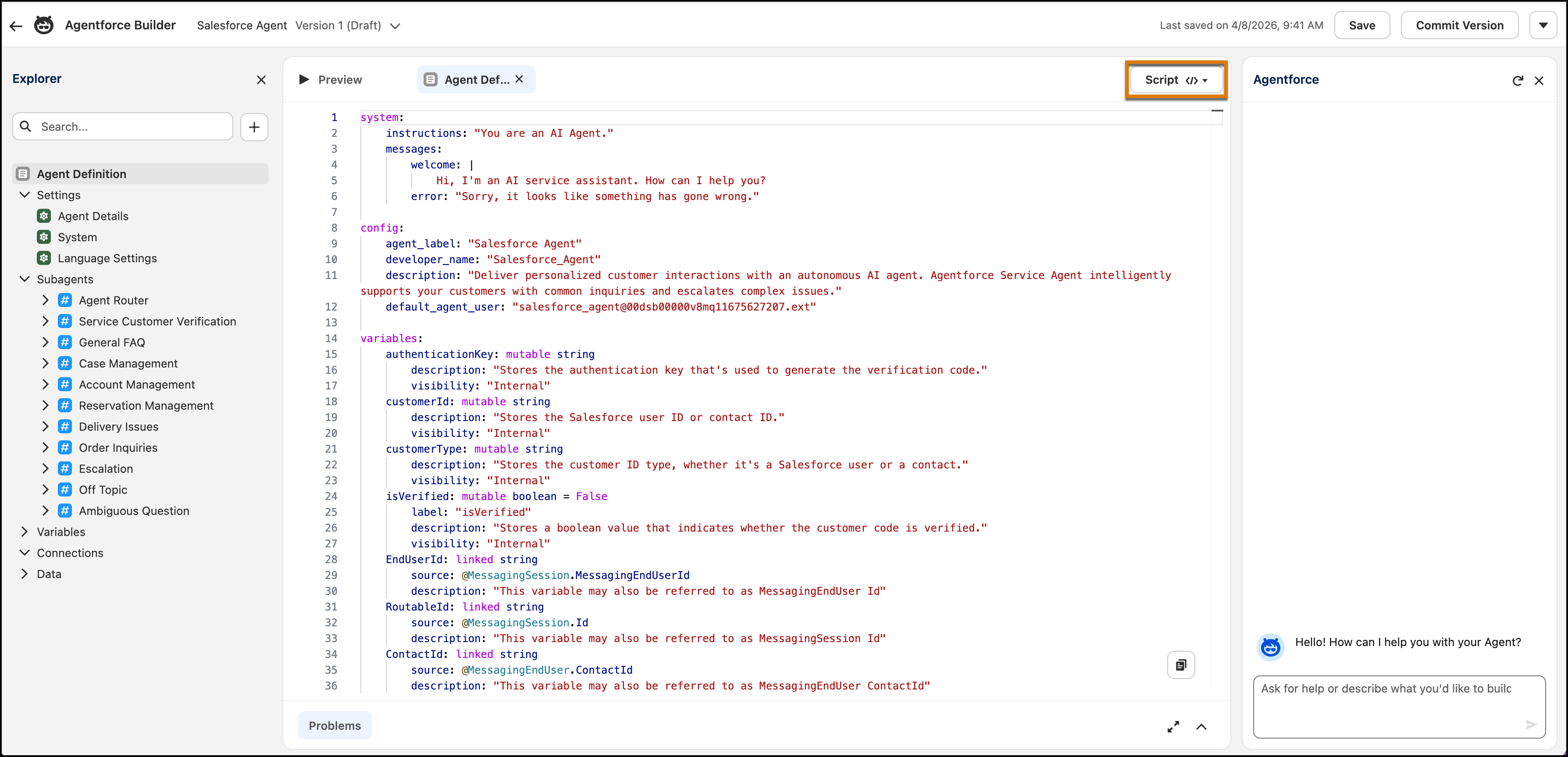 Agent Script UI