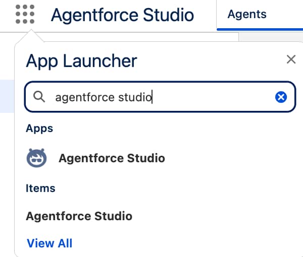 Agentforce Studio Search