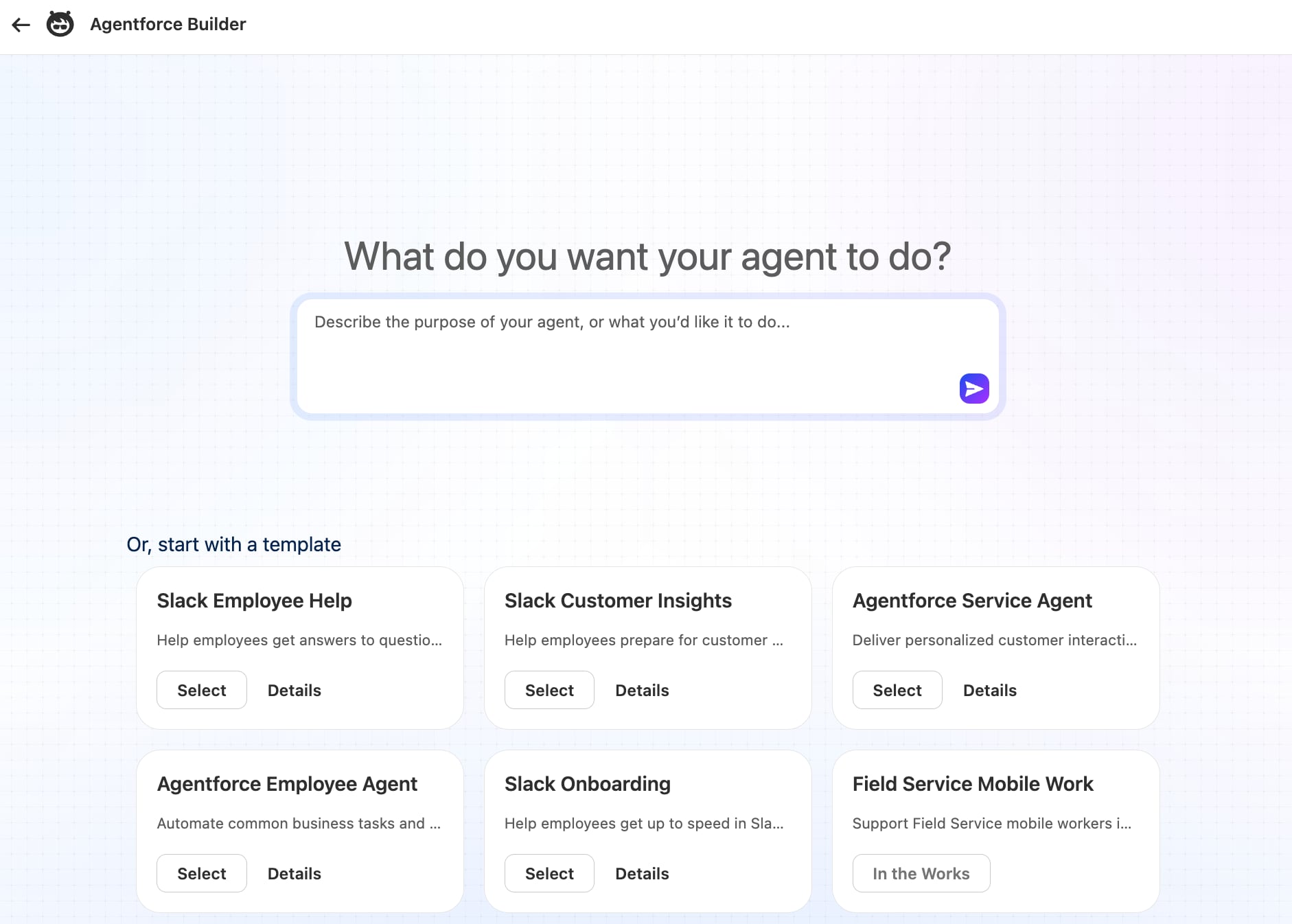 Agentforce Template Select