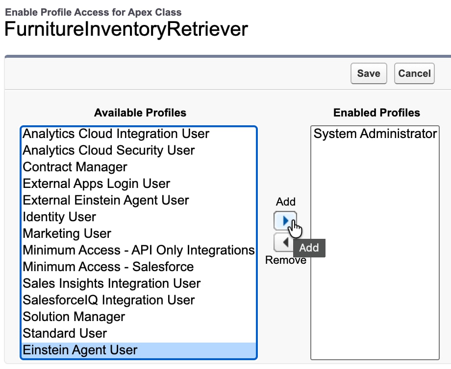 Add Agent to Enabled Profiles