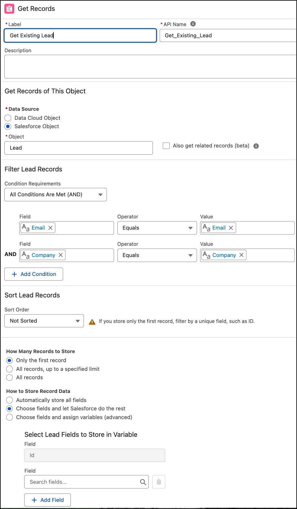 get records element to get matching record