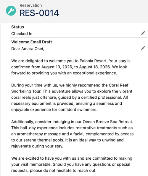 Viewing the generated email