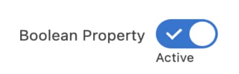 A toggle switch indicating that a Boolean property is active.