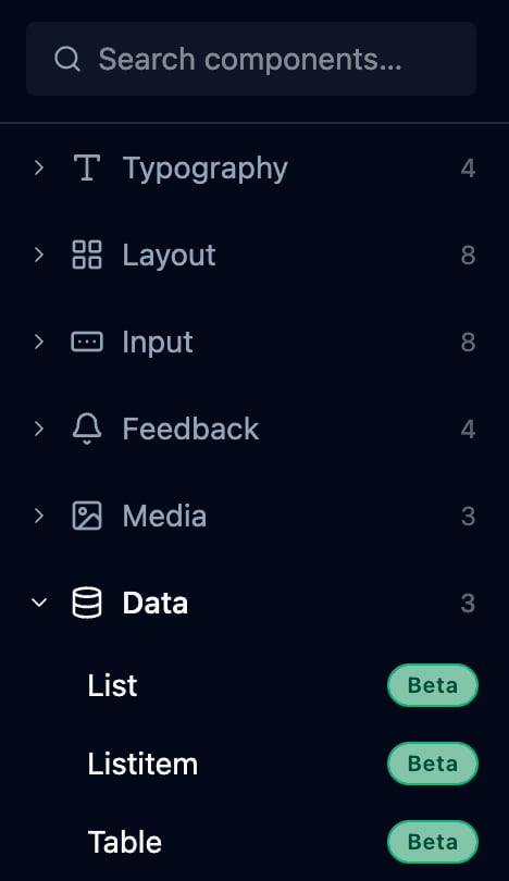 Sidebar in HXL playground with components
