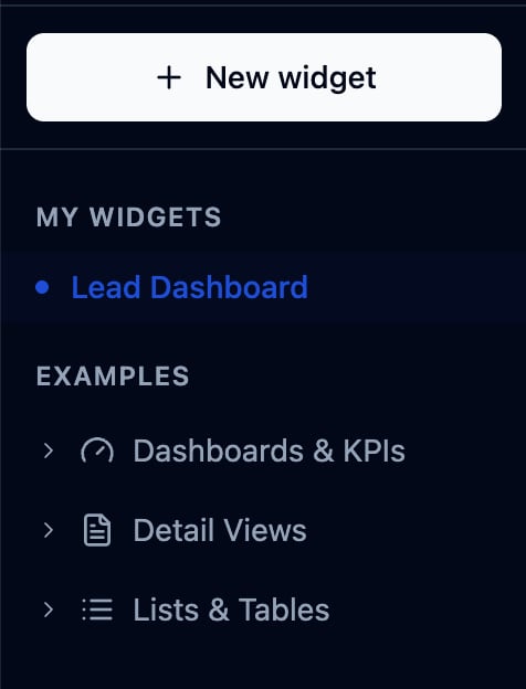 Widgets sidebar in HXL playground